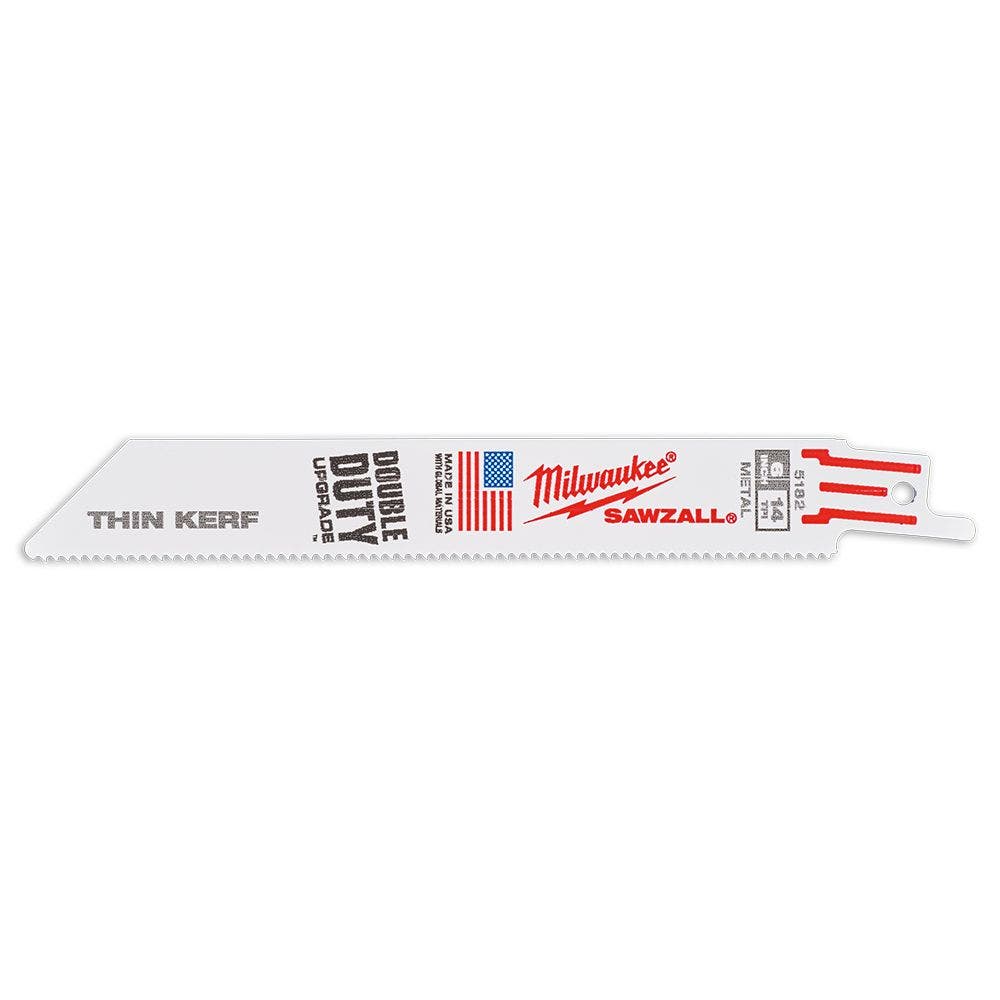 MILWAUKEE 150mm 14TPI Bi-Metal Reciprocating Saw Blade for Metal Cutting - THIN KERF - 50 Piece 48016182
