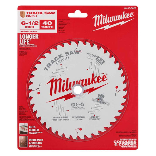 MILWAUKEE 165mm 40T Finish TCT Track Saw Blade for Wood Cutting 48400625