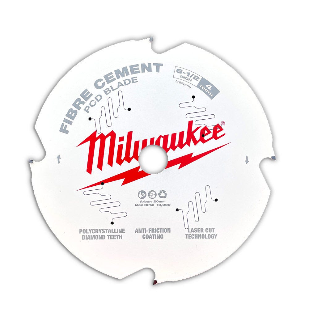 MILWAUKEE 165mm 6-1/2" 4T Fibre Cement Circular Saw Blade PCD 48408675