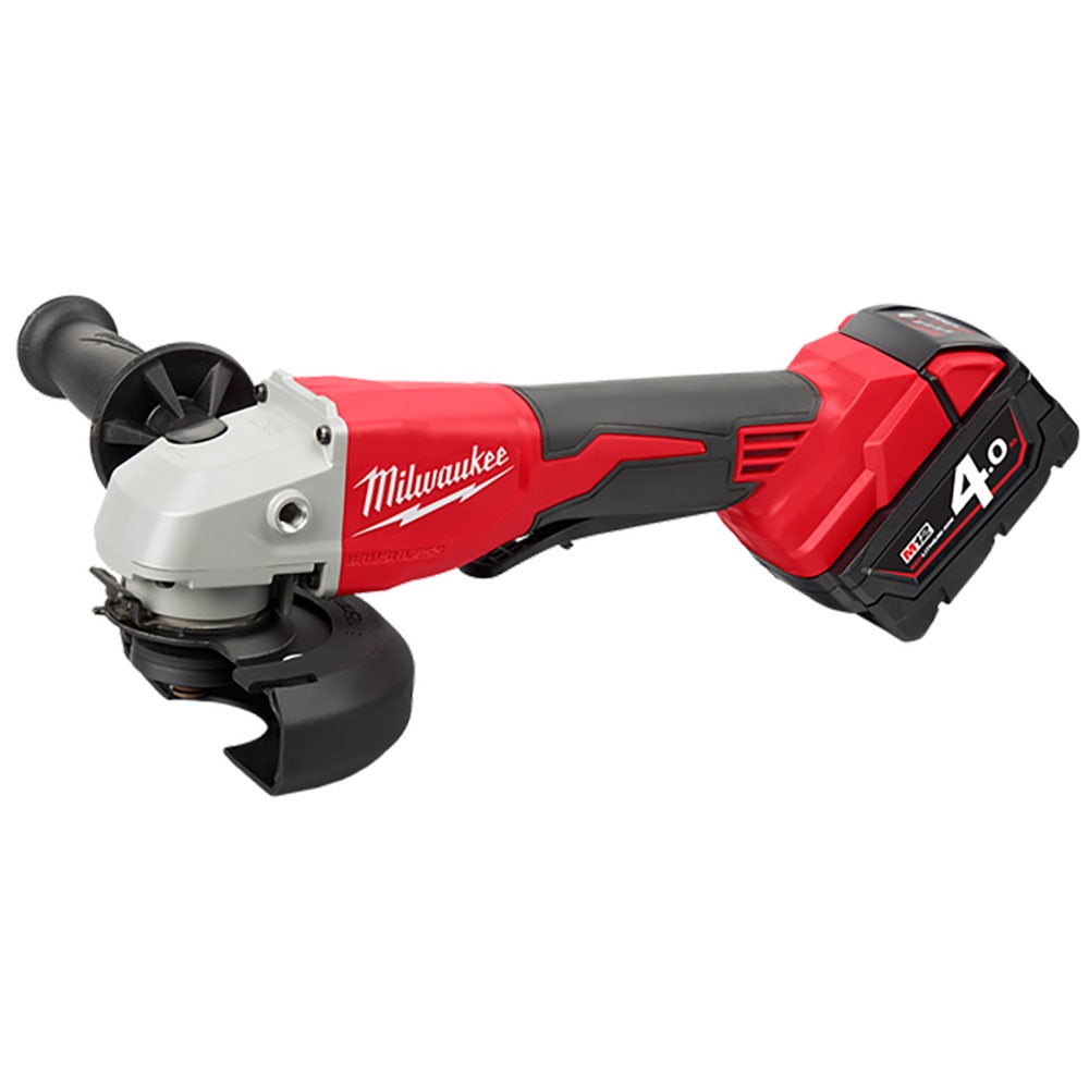 MILWAUKEE 18V Brushless 125mm (5 ) 2 x 4.0Ah Angle Grinder with Deadman Paddle Switch Kit M18BLSAG125XPD402C
