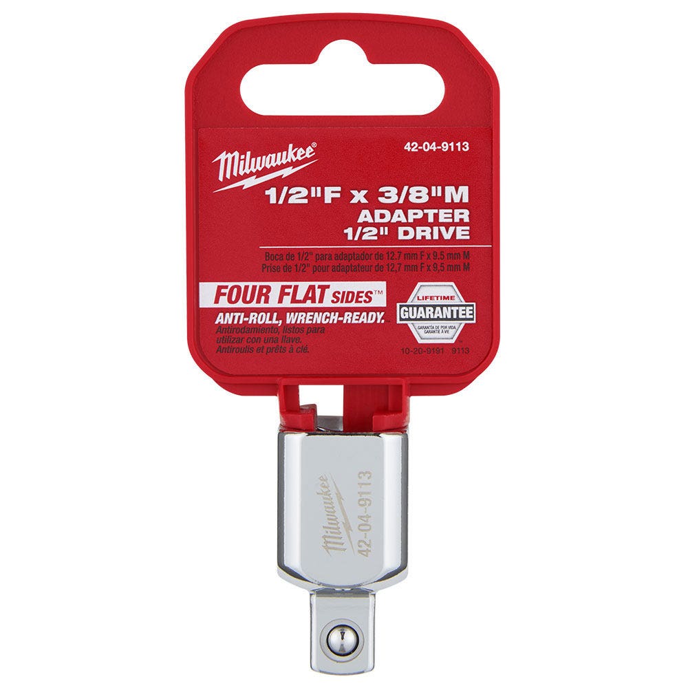 MILWAUKEE 1 2 Drive 1 2 F x 3 8 M Socket Adaptor 42049113