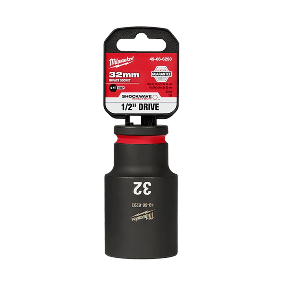MILWAUKEE 1 2inch Drive 32mm Deep 6 Point Impact Socket - SHOCKWAVE 49666293