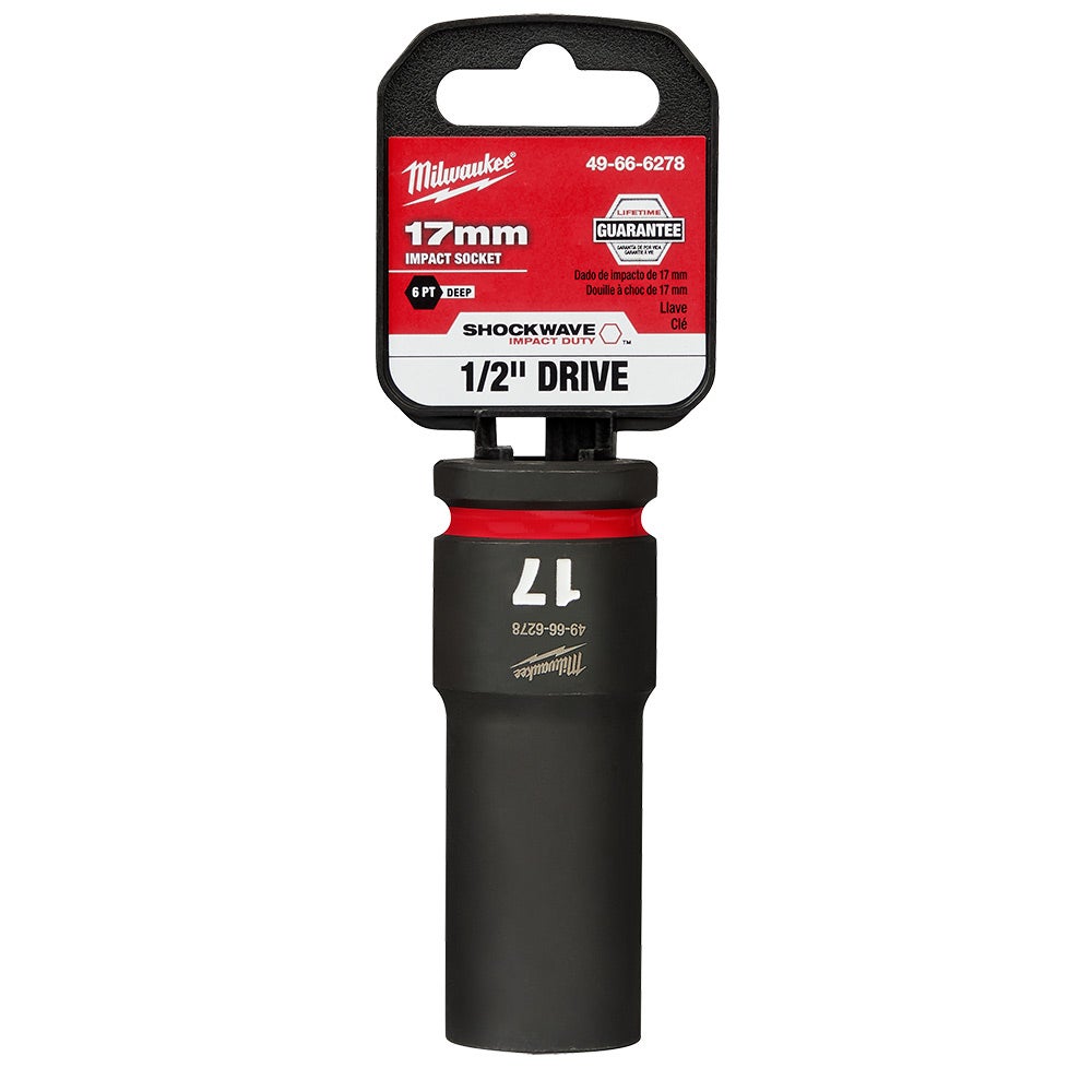 MILWAUKEE 1 2inch Drive 17mm Deep 6 Point Impact Socket - SHOCKWAVE 49666278