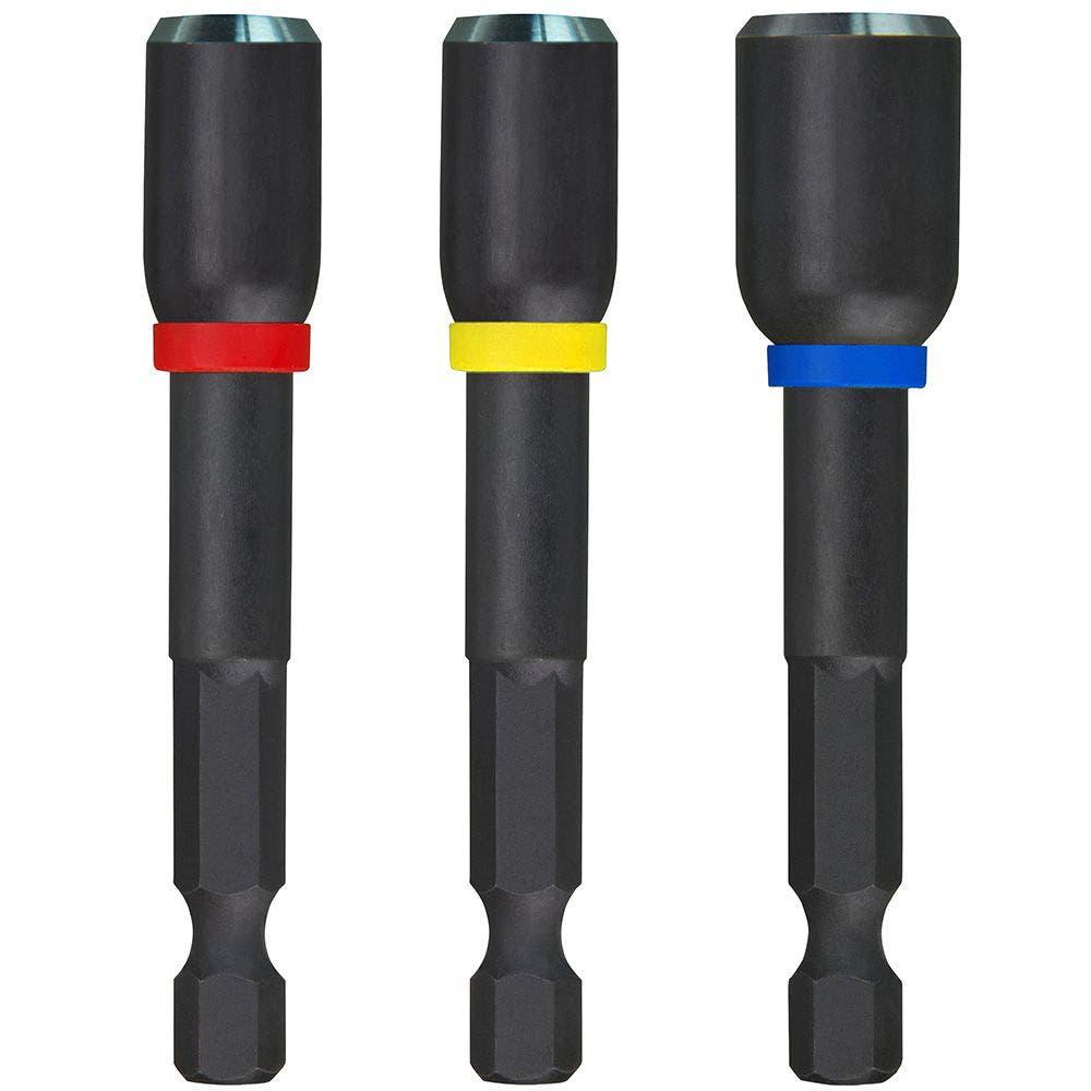 MILWAUKEE 1/4-3/8inch x 65mm Magnetic Power Nutsetter Set - SHOCKWAVE - 3 Piece 49664564