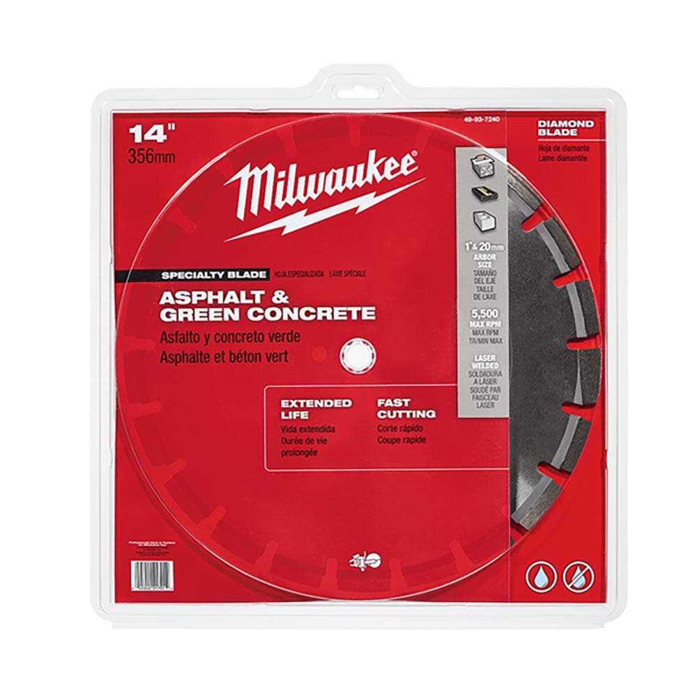 MILWAUKEE 350mm (14 ) Diamond Asphalt and Green Concrete Segmented Blade 49937240