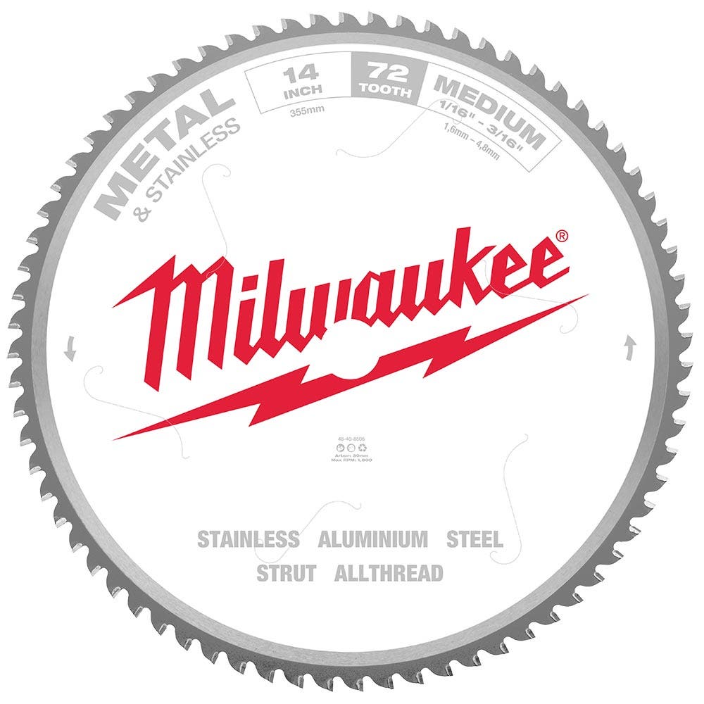 MILWAUKEE 355mm (14 ) 72T Metal and Stainless Circular Saw Blade 48408505