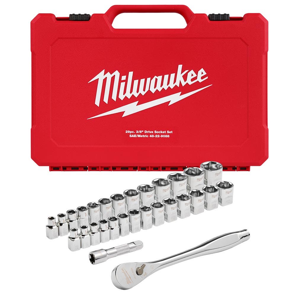 MILWAUKEE 3 8 Drive SAE Metric Socket Set - 29 Piece 48229088