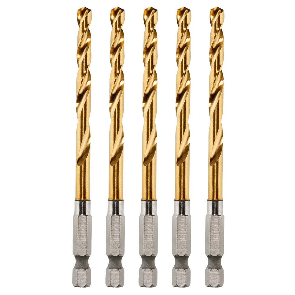 MILWAUKEE 4.8mm Red Helix Titanium Drill Bit - SHOCKWAVE - 5 Piece 48894911