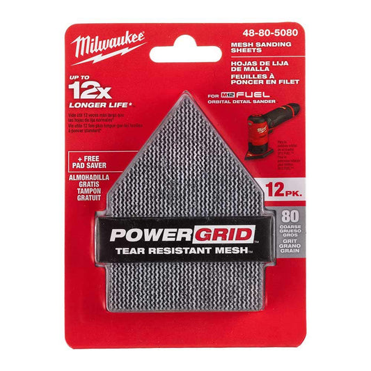 MILWAUKEE 80 Grit H&L Net Pentagon Sandpaper - 12 Pack 48805080
