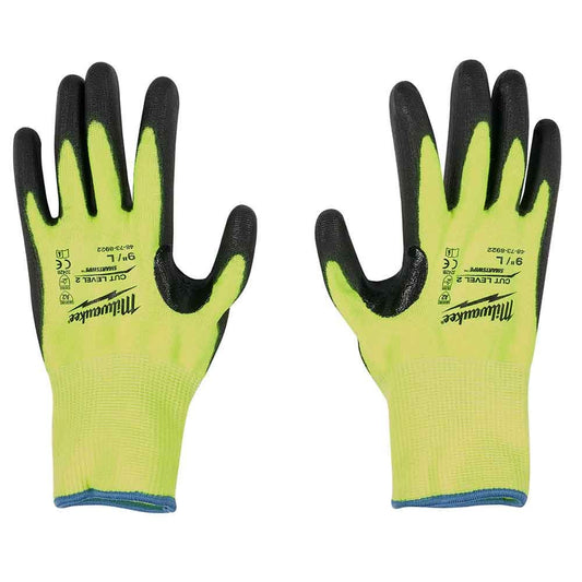 MILWAUKEE High Visibility Cut Level 2 Polyurethane Dipped Gloves XL 48738923