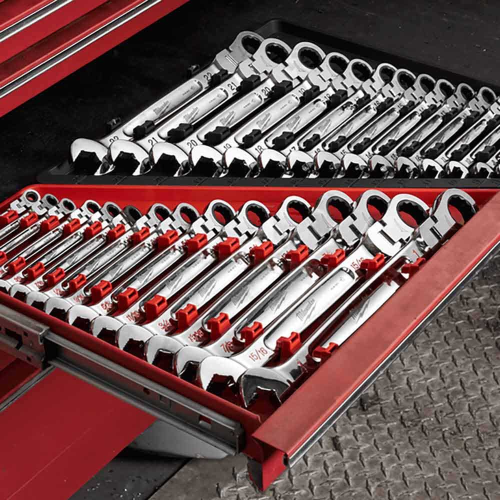 MILWAUKEE Metric Flex Head Ratcheting Combination Wrench 15 Piece 48229513