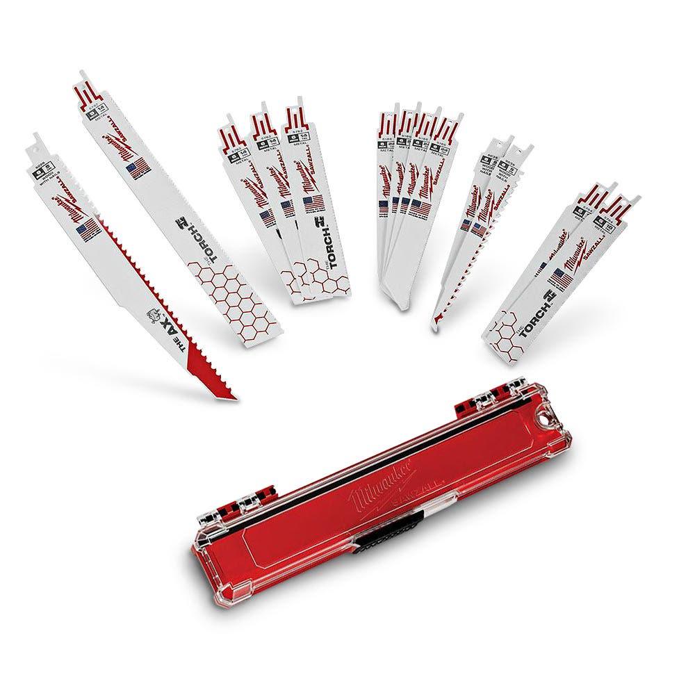 MILWAUKEE Reciprocating Saw Blade Set for Wood and Metal Cutting - SAWZALL Thin Kerf - 13 Piece 49222213