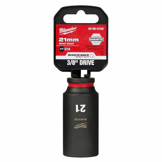 MILWAUKEE SHOCKWAVE 3 8 Drive 21mm Deep 6 Point Impact Socket 49666162