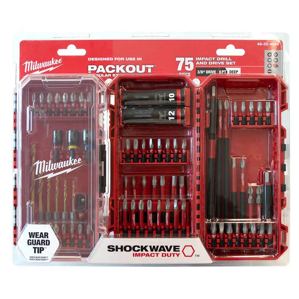 MILWAUKEE SHOCKWAVE Drill, Drive and Fastening Set - 75 Piece 48324048
