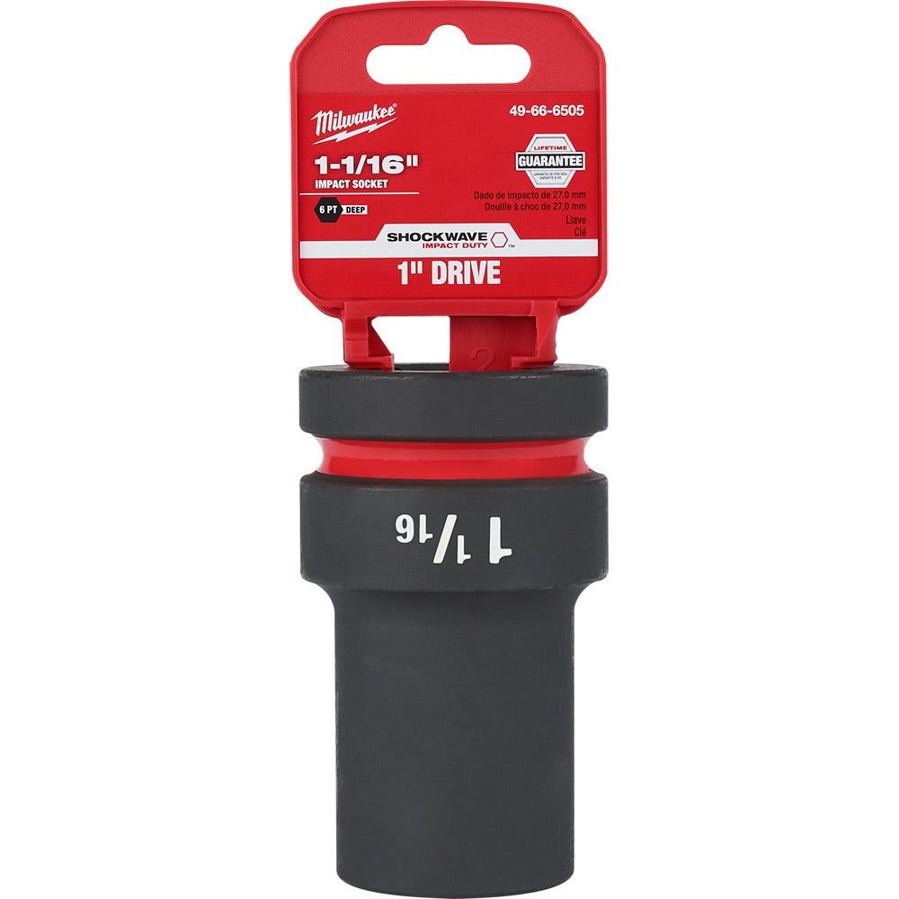 MILWAUKEE SHOCKWAVE 1" Drive 1-1/16" Standard 6 Point Impact Socket 49666505