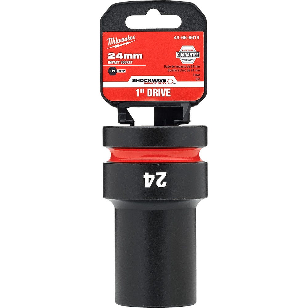 MILWAUKEE SHOCKWAVE 1inch Drive 24mm Deep 6 Point Impact Socket 49666619