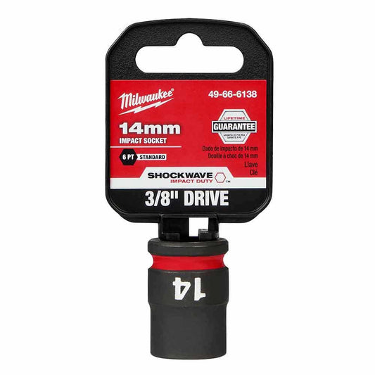 MILWAUKEE SHOCKWAVE 3 8 Drive 14mm Standard 6 Point Impact Socket 49666138