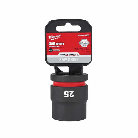 MILWAUKEE SHOCKWAVE 3/4inch Drive 25mm Standard 6 Point Impact Socket 49666363