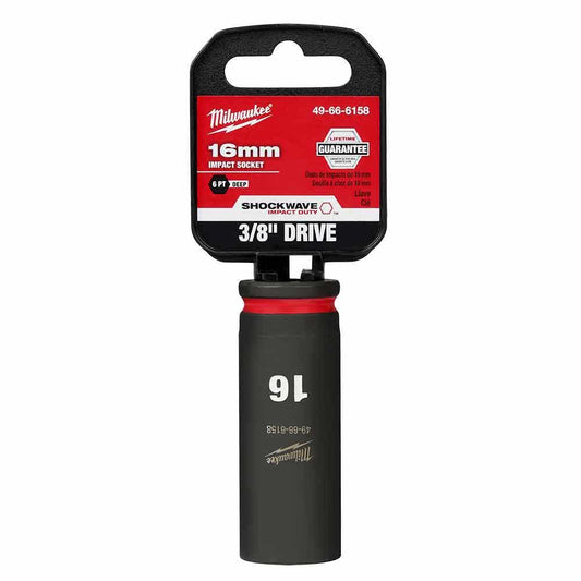 MILWAUKEE SHOCKWAVE 3 8 Drive 16mm Deep 6 Point Impact Socket 49666158