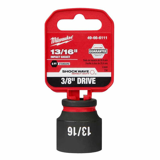 MILWAUKEE SHOCKWAVE 3/8" Drive 13/16" Standard 6 Point Impact Socket 49666111