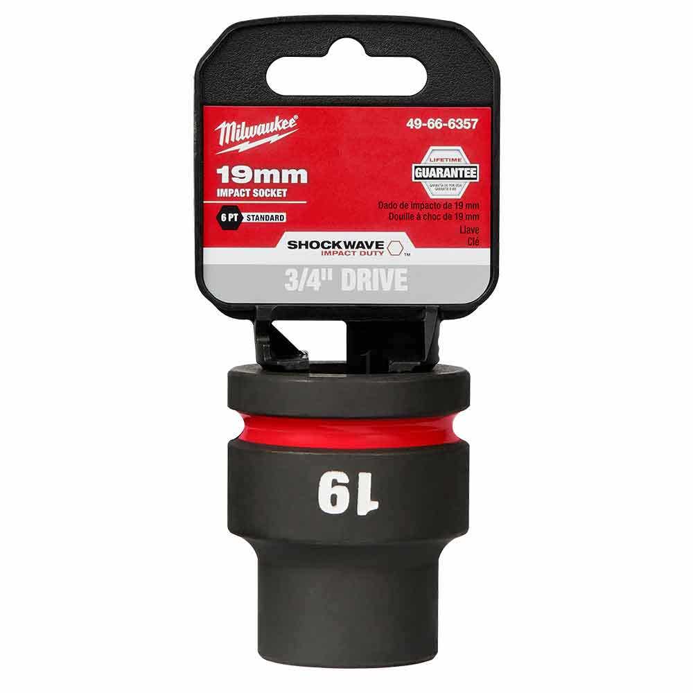 MILWAUKEE SHOCKWAVE 3/4" Drive 19mm Standard 6 Point Impact Socket 49666357
