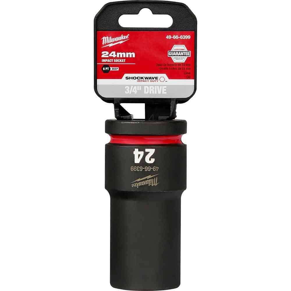 MILWAUKEE SHOCKWAVE 3 4inch Drive 24mm Deep 6 Point Impact Socket 49666399