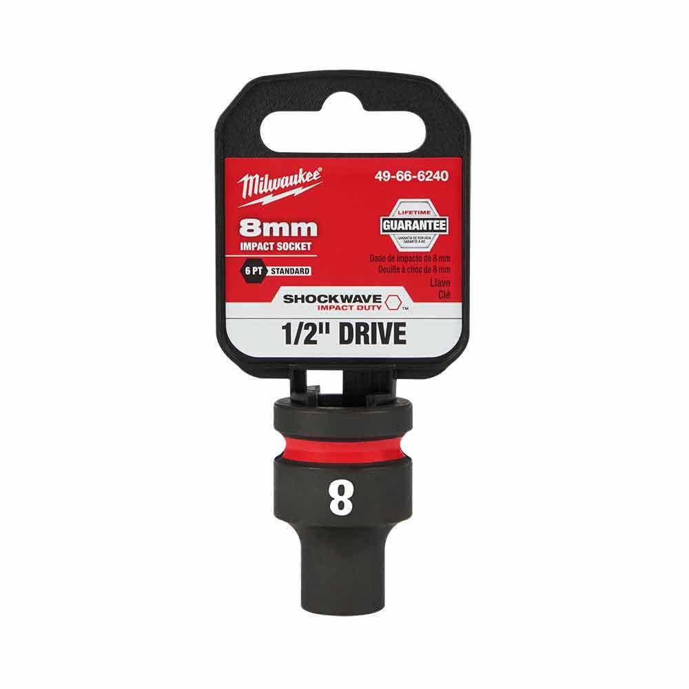 MILWAUKEE SHOCKWAVE 1/2" Drive 8mm Standard 6 Point Impact Socket 49666240