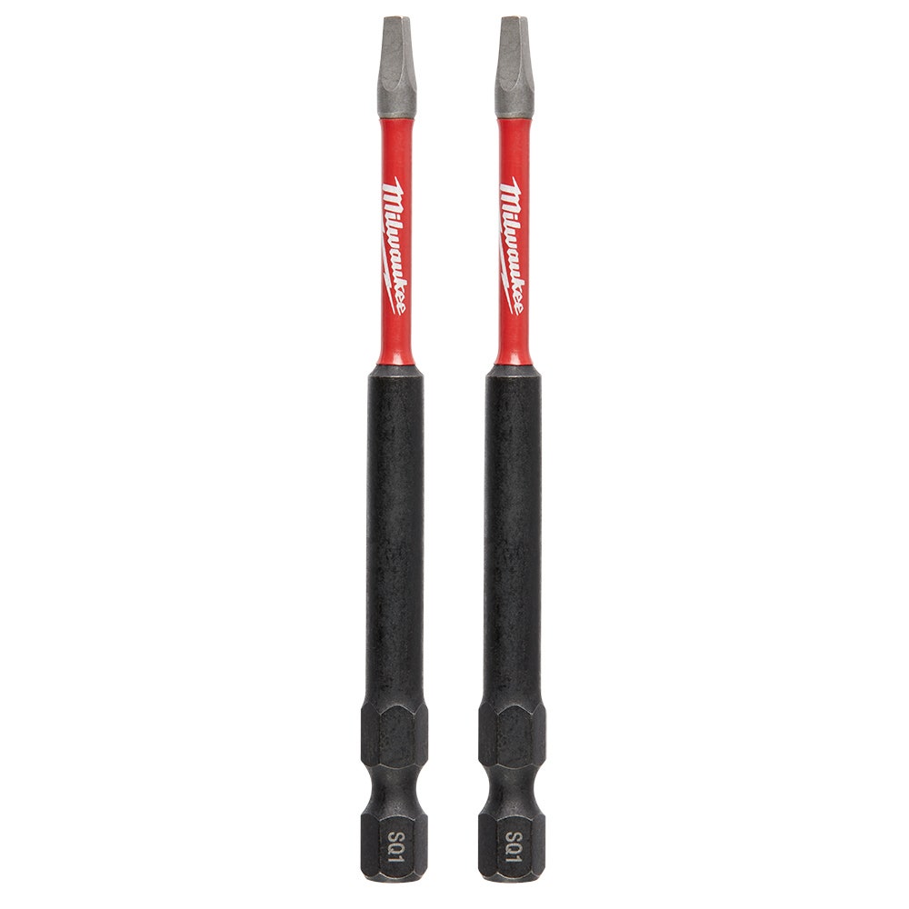 MILWAUKEE SHOCKWAVE Power 89mm (3-1.2") Square Recess #1 Screwdriver Bit - 2 Piece 48324670