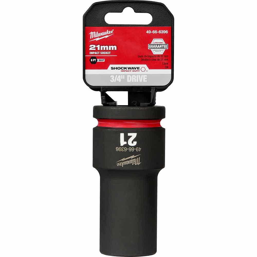 MILWAUKEE SHOCKWAVE 3 4inch Drive 21mm Deep 6 Point Impact Socket 49666396