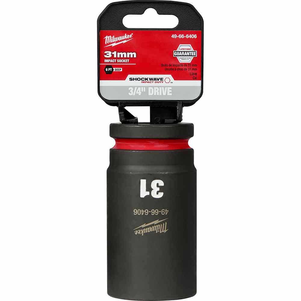 MILWAUKEE SHOCKWAVE 3 4inch Drive 31mm Deep 6 Point Impact Socket 49666406