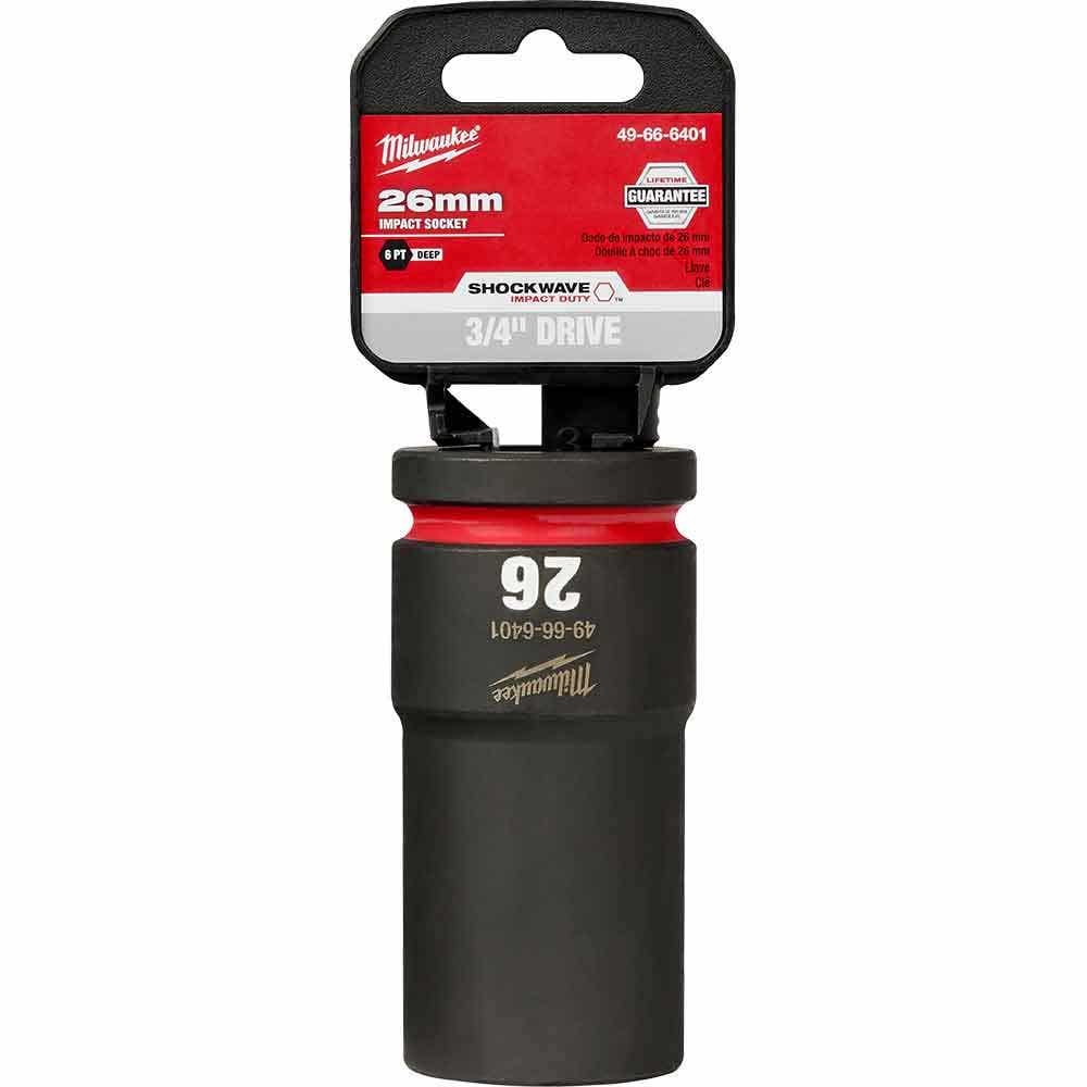 MILWAUKEE SHOCKWAVE 3 4inch Drive 26mm Deep 6 Point Impact Socket 49666401