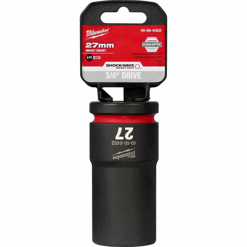 MILWAUKEE SHOCKWAVE 3 4inch Drive 27mm Deep 6 Point Impact Socket 49666402