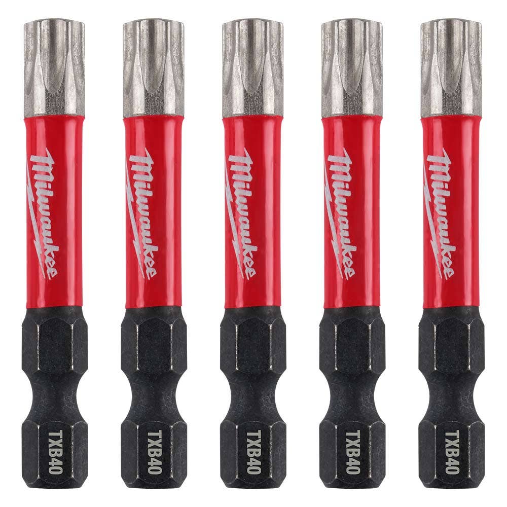 MILWAUKEE T40 x 50mm Torx Power Impact Screwdriver Bit - SHOCKWAVE - 5 Piece 48324699