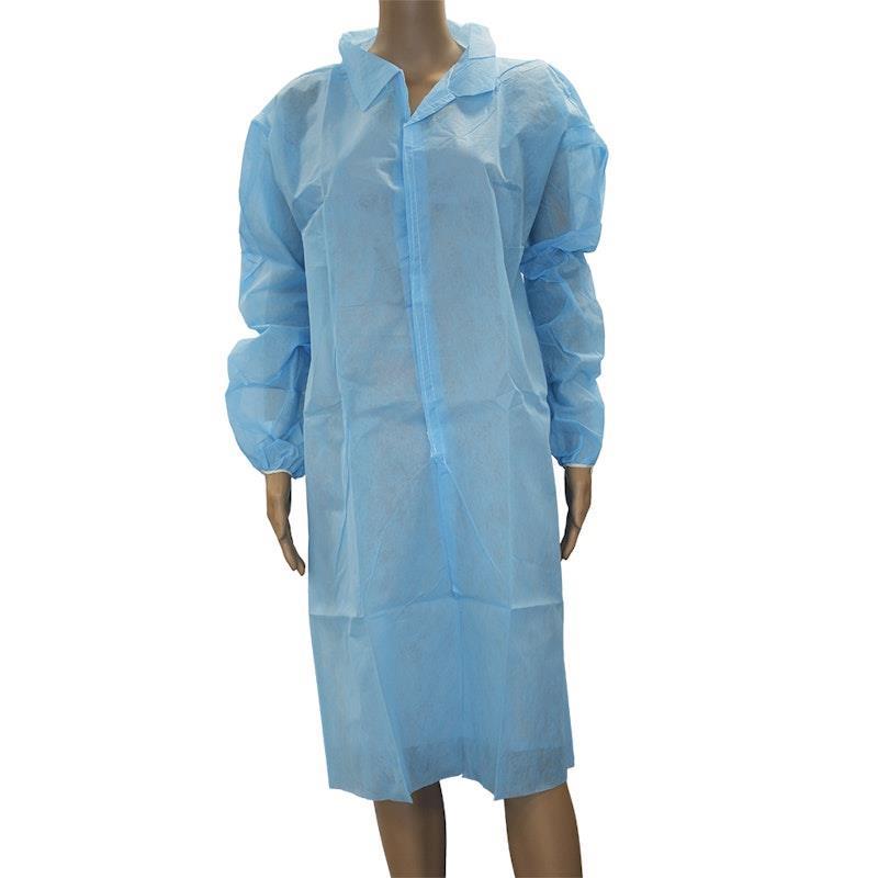 Livingstone Isolation Gown Dust Coat Long Sleeve with Hook Loop Fastener Button Blue Extra Large 100 Pieces/Pack
