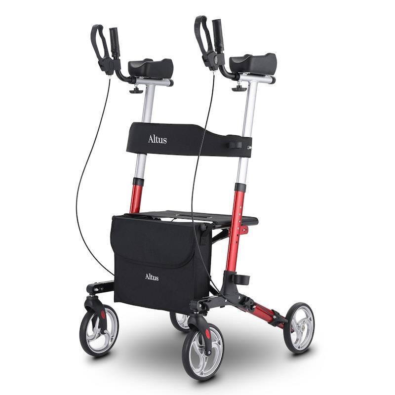 Altus Premium Upright Rollator with Forearm Support and Seat Red