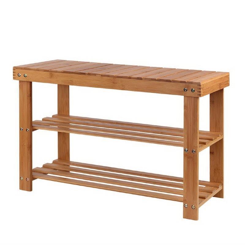 Artiss 10 Pairs Shoe Rack Shoe Bench Bamboo 1Unit