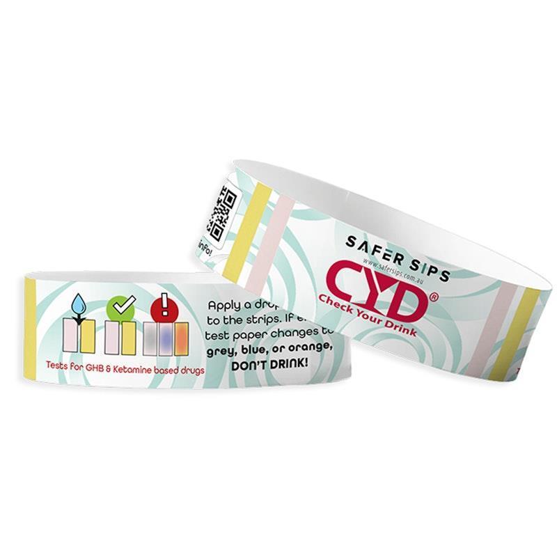 CYD® Safer Sips Drink Spike Detection Strips Wristband 2 Pack