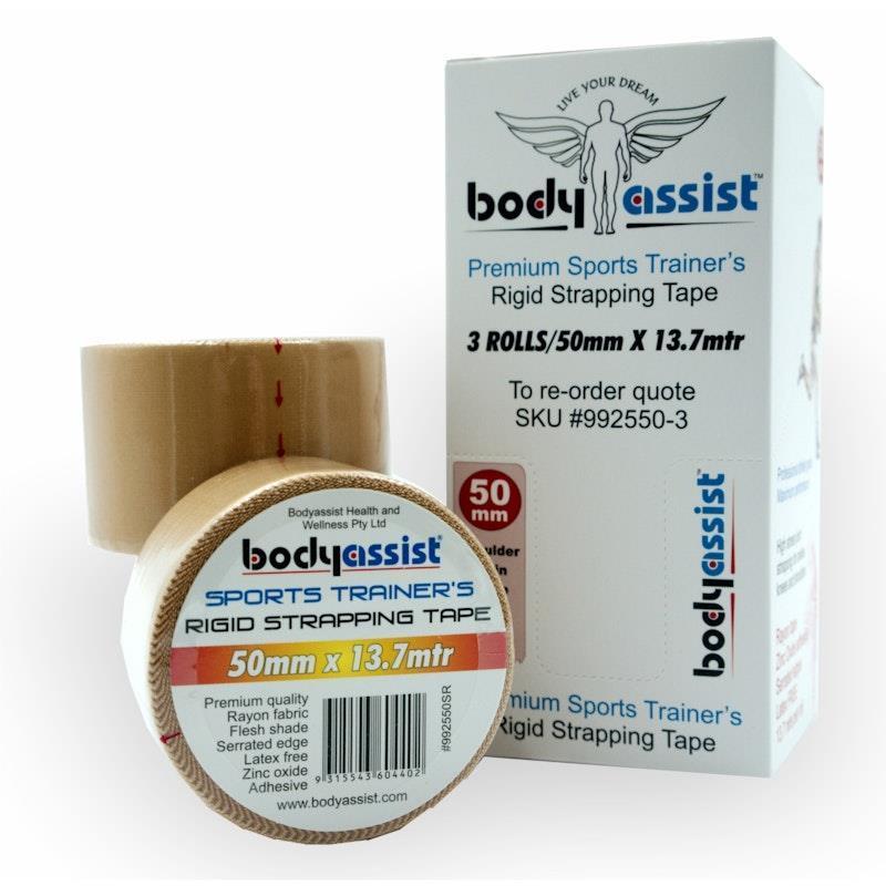 BodyAssist Rigid Strapping Tape - Knee 5.0cm x 13.7m x 3 Rolls Bundle