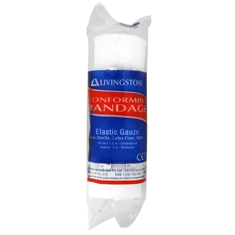Livingstone Conforming Bandage with Clips 100mm x 4m 12 Pieces/Pack