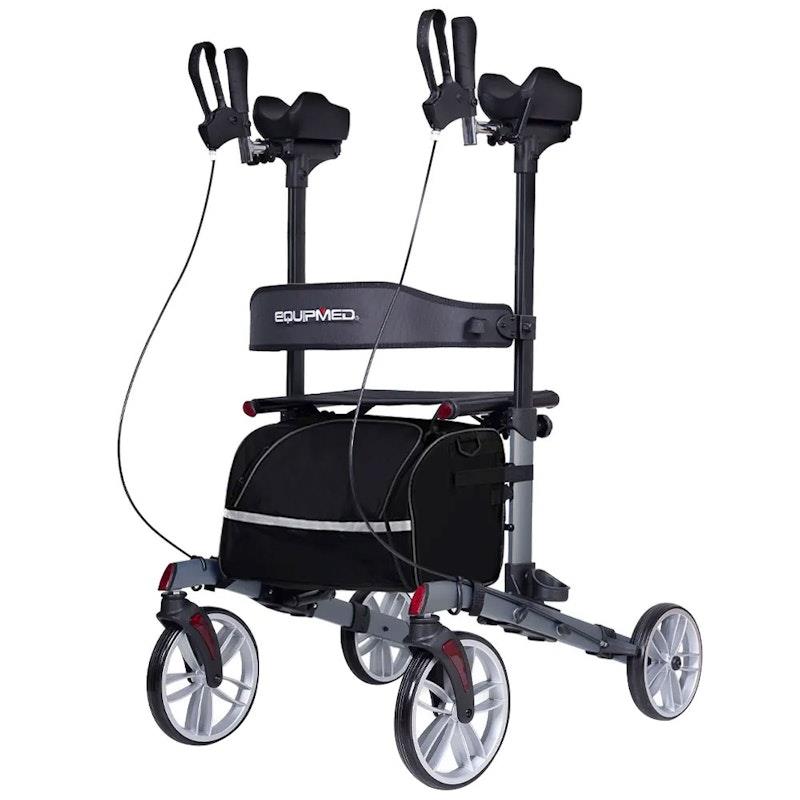 Equipmed Upright Rollator Walker With Forearm Rest Supports Grey