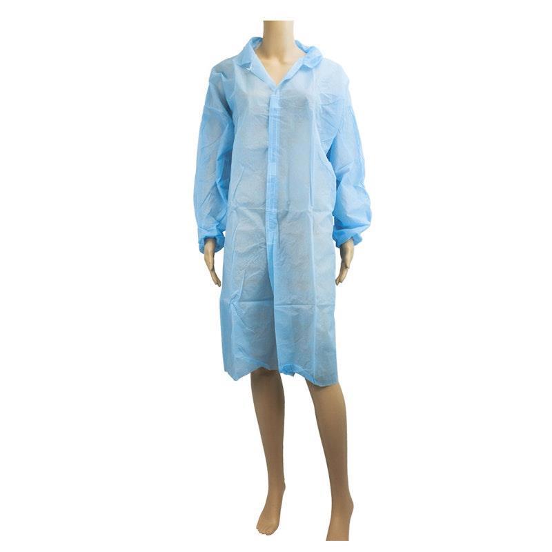 Livingstone Isolation Gown Dust Coat Long Sleeve with Hook Loop Fastener Button Blue Free Size 100 Pieces/Pack