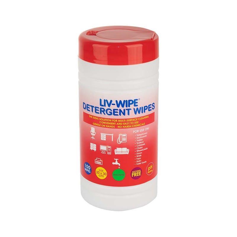 Liv-Wipe Detergent Wipes Alcohol Free 20 x 30cm 100 Pieces/Box