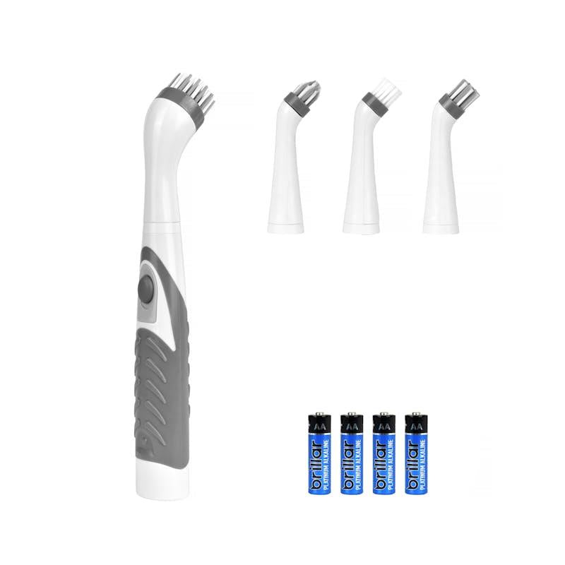 Living Today Battery Operated Scrubber Brush with 4 Interchangeable Heads 1Pack