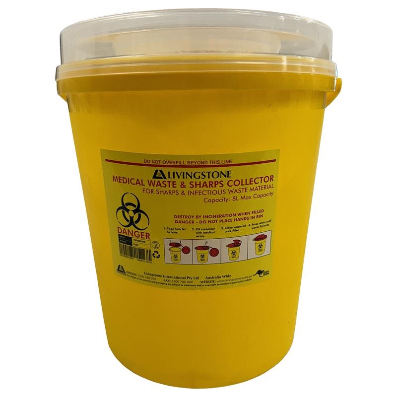 Livingstone Needles Sharps Waste Collector 8L