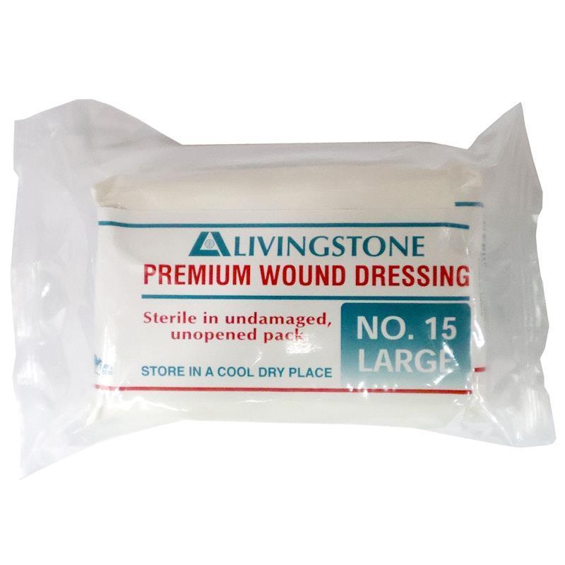 Livingstone Wound Dressing Bandage No.15 Large Pad Sterile 17 x 8cm 12 Pieces/Pack