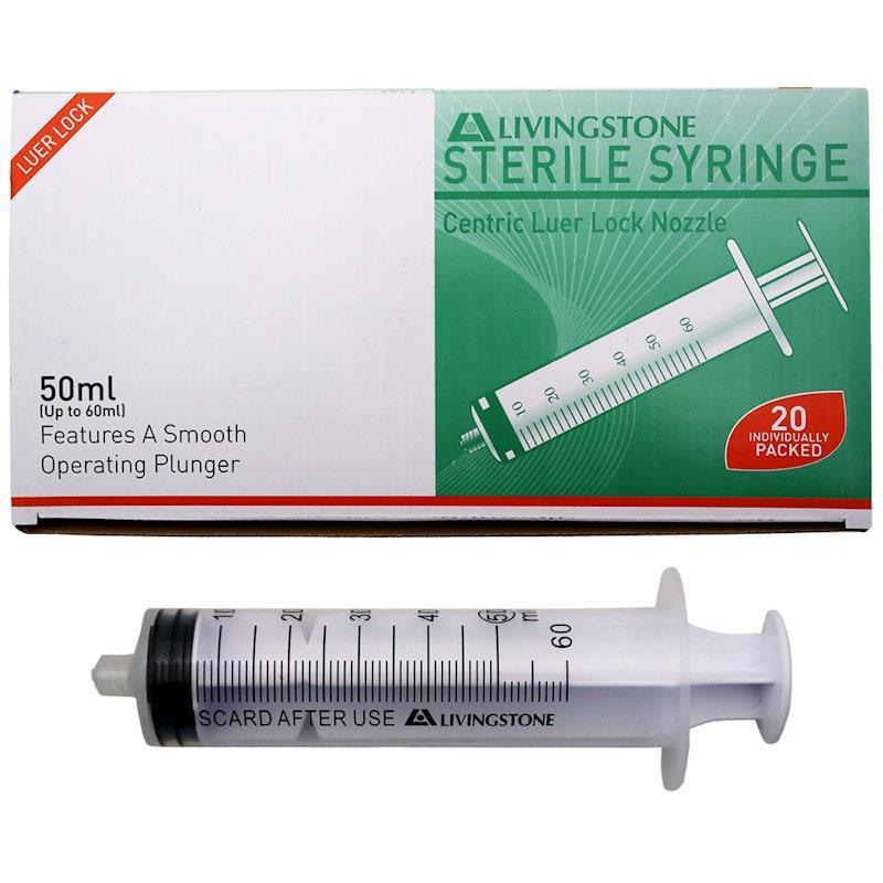 Livingstone Syringe Luer Lock Tip 50ml 20 Pieces/Box