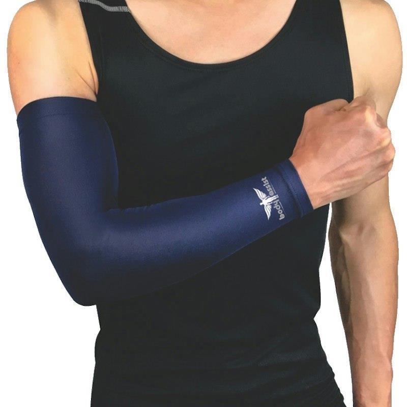 BodyAssist Compression Arm Sleeve Navy Blue MEDIUM (2 PACK) Bundle