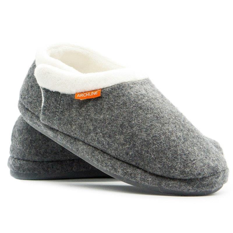 Archline Slippers Closed Back Arch Support Comfort Grey Marl Size 44