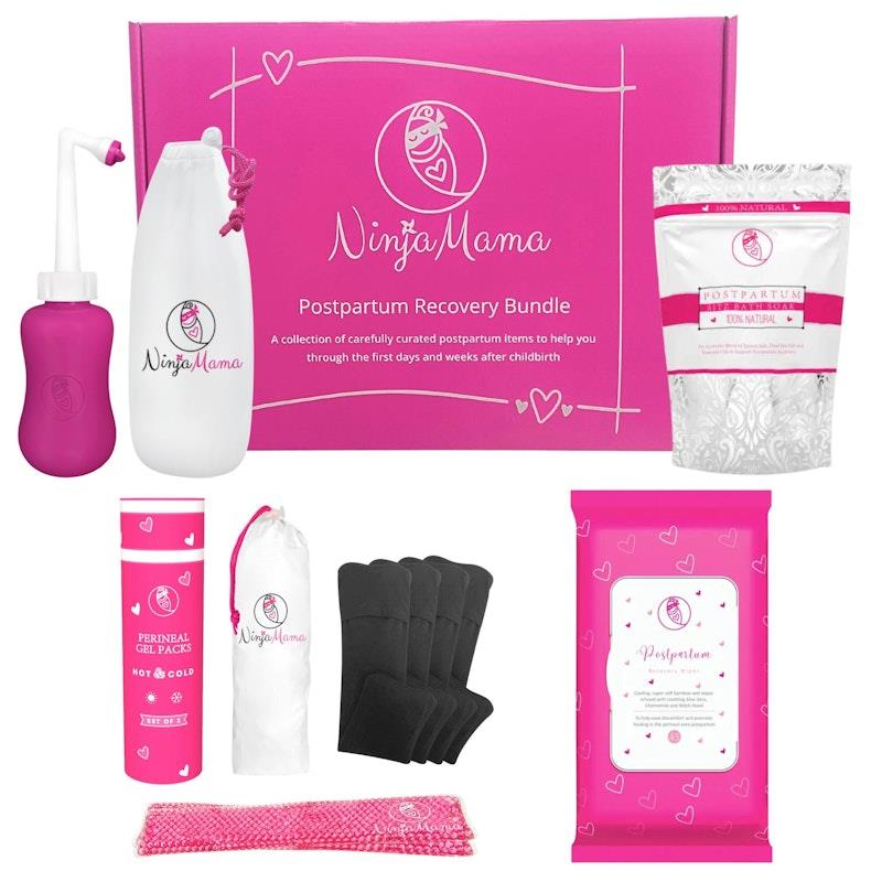 Ninja Mama Peri Care Bundle - Perineal Ice Pack, Peri Bottle, Sitz Soak and Postpartum Wipes Bundle