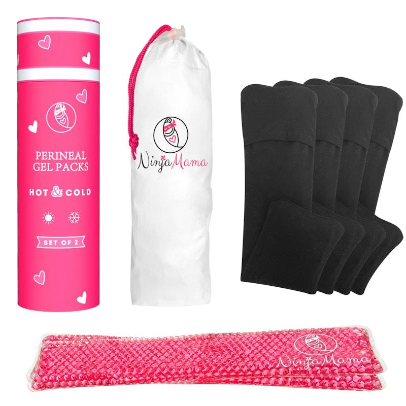 Ninja Mama Perineal Ice And Heat Therapy Packs. Reusable - Hot Or Cold Pack of 2 With 4 Washable Sleeves